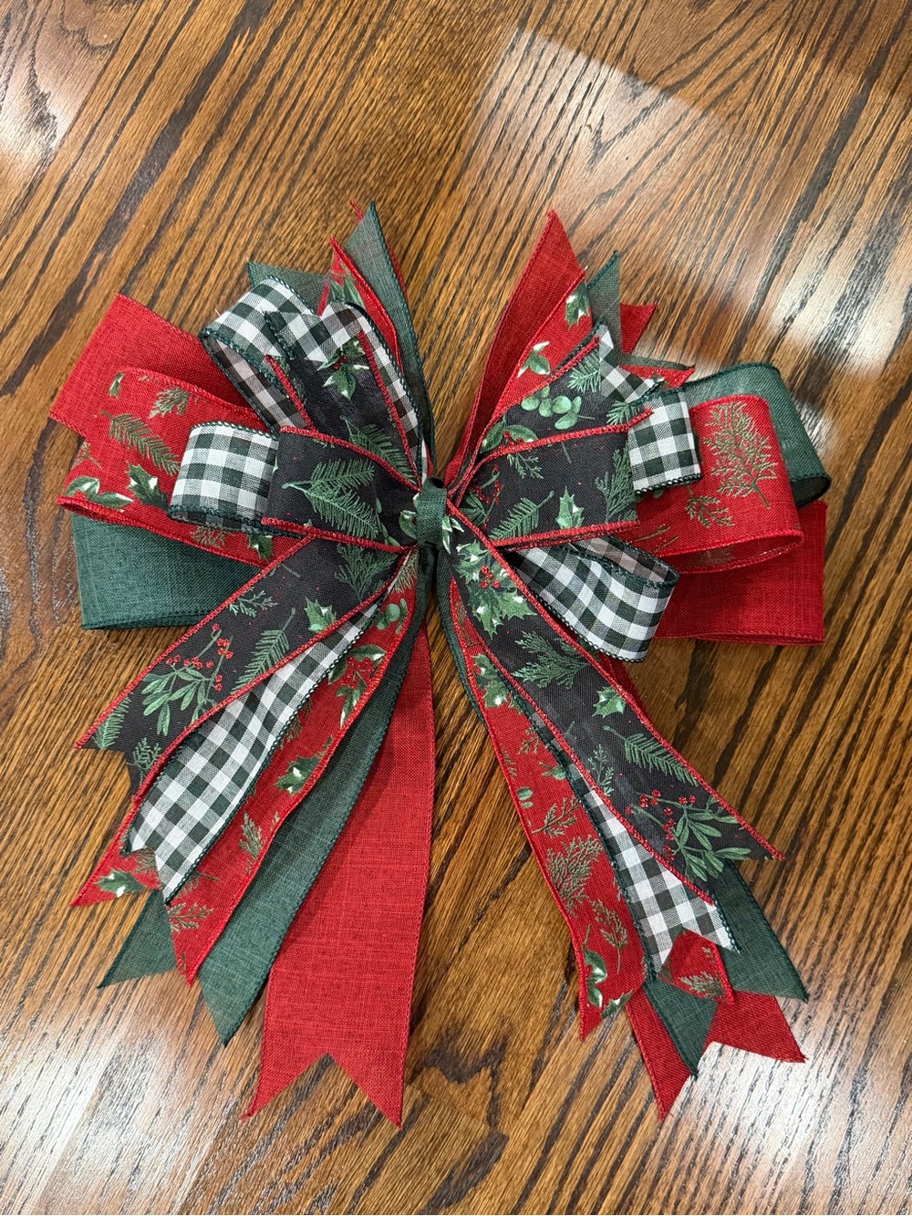 Holiday Decorative Bow in Red, Green and Black Plaid - Unbranded